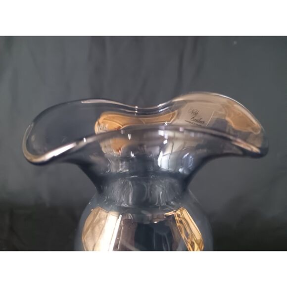 Clear Thick Smoky Glass Vase With Etched Floral Patterns from Noble Excellence - Picture 4 of 10